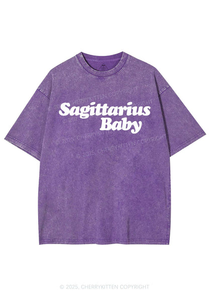 Custom Zodiac Baby Y2K Shirts Washed Tee Cherrykitten
