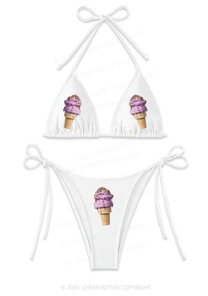 Candy Ice Cream Y2K Halter Triangle Bikini Set Cherrykitten