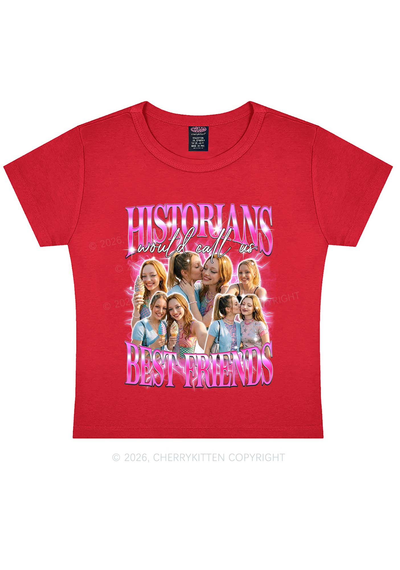Custom Best Friends Photos Pride Y2K Baby Tee Cherrykitten
