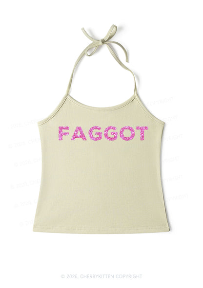 Glitter Faggot Pride Y2K Halter Neck Cami Cherrykitten