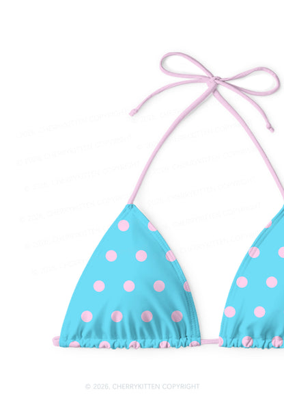 Blue And Pink Dots Y2K Print Bikini Set Cherrykitten