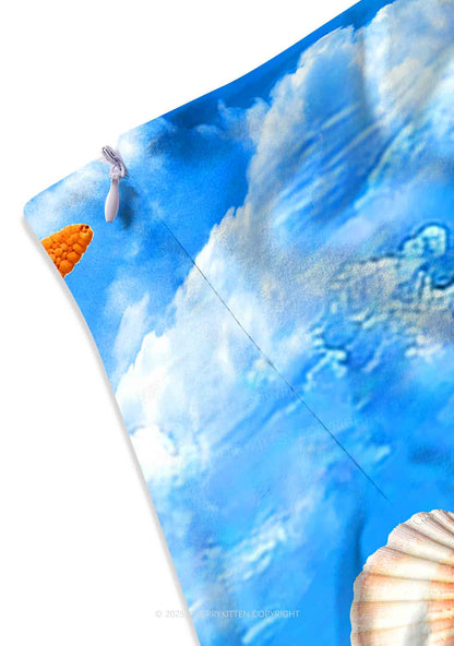Seaside Lotus Y2K Print Mini Skirt Cherrykitten