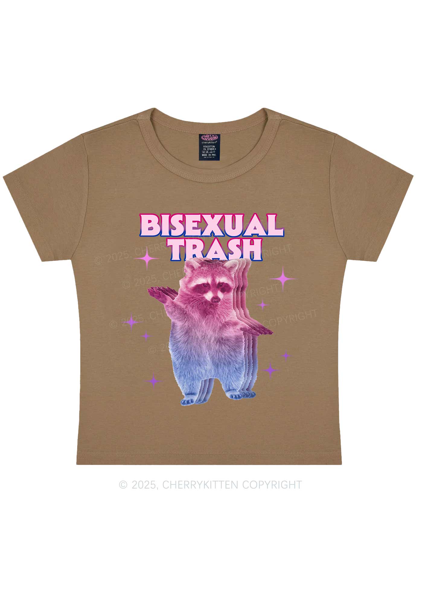 Bisexual Trash Raccoon Pride Y2K Baby Tee Cherrykitten