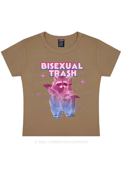 Bisexual Trash Raccoon Pride Y2K Baby Tee Cherrykitten