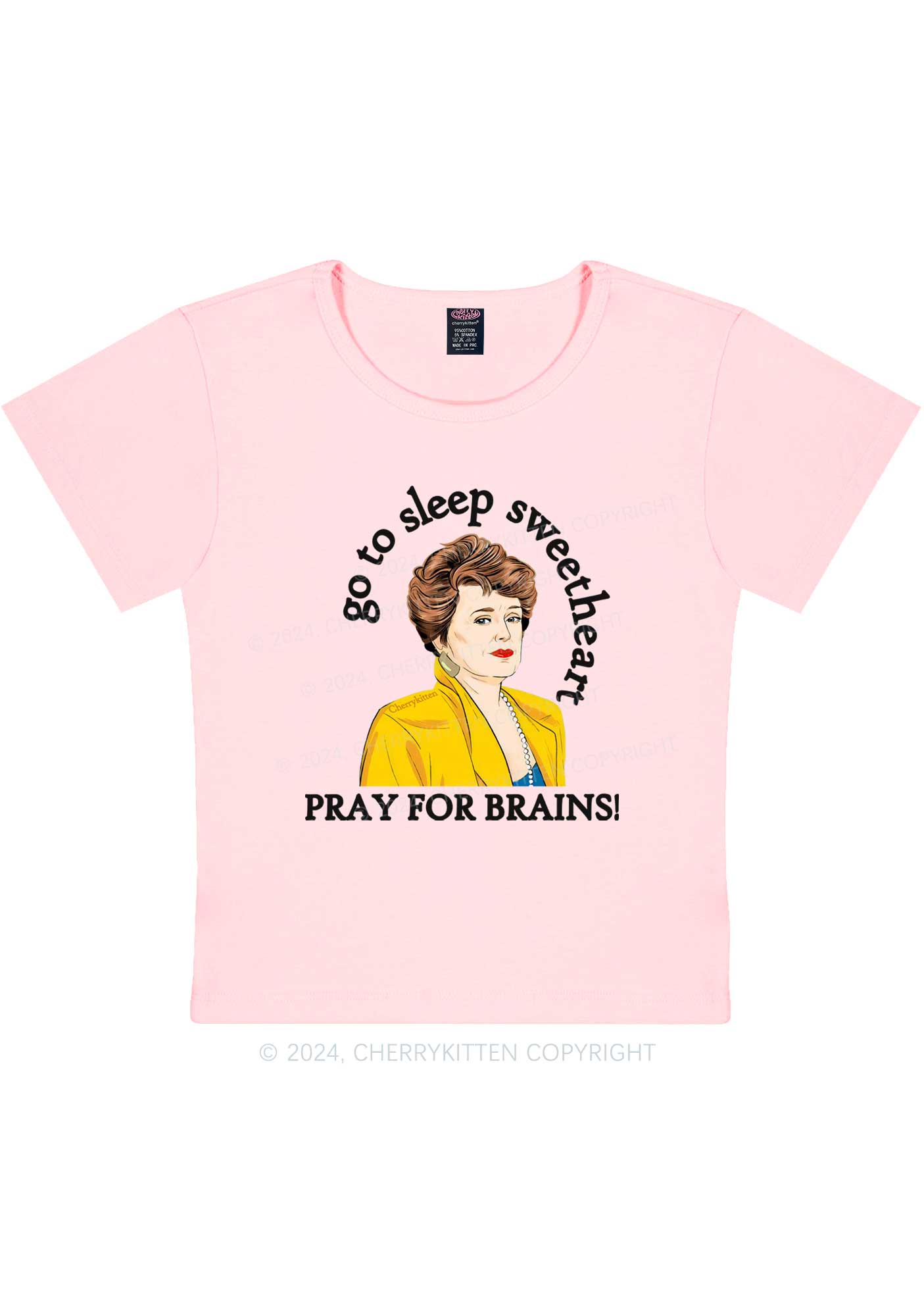 Pray For Brains Y2K Baby Tee Cherrykitten