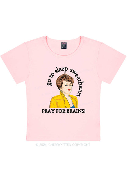 Pray For Brains Y2K Baby Tee Cherrykitten
