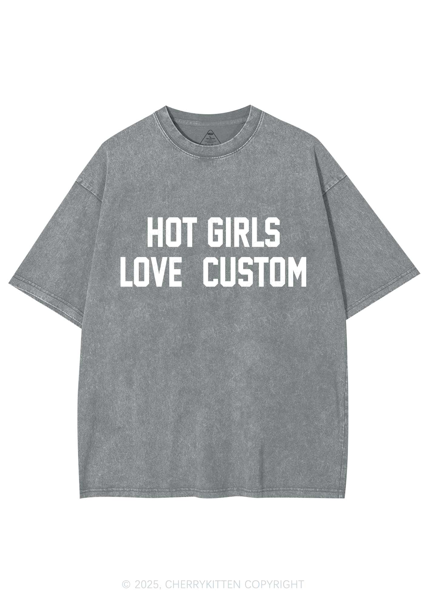 Hot Girls Love Custom Y2K Shirts Washed Tee Cherrykitten