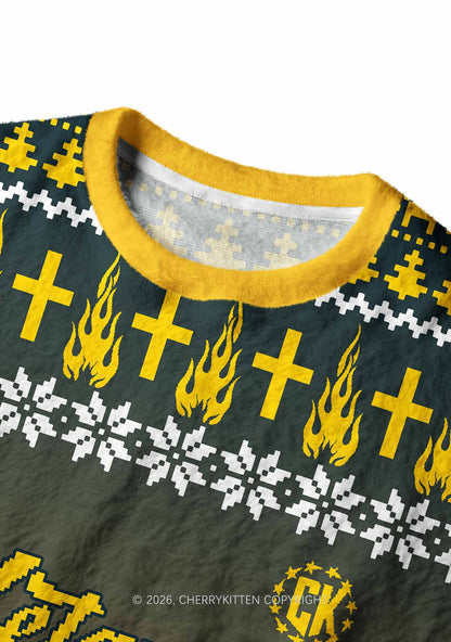 Yellow K Pony Y2K Christmas Knit Sweatshirt Cherrykitten