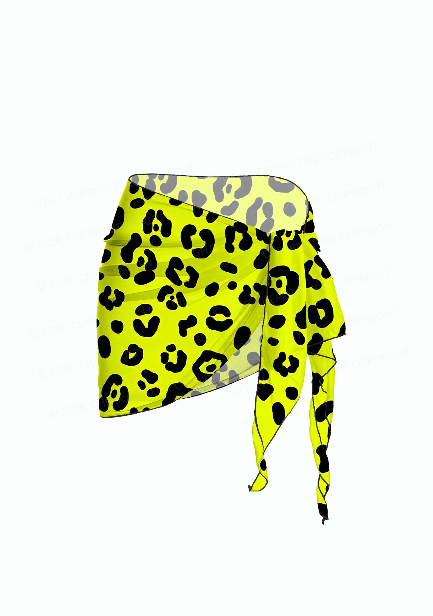 Neon Leopard Y2K Print Bikini Set Cherrykitten