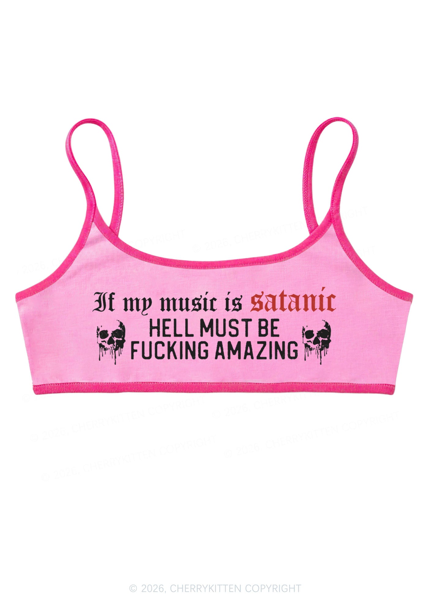 Halloween My Music Is Satanic Y2K Super Crop Cami Cherrykitten