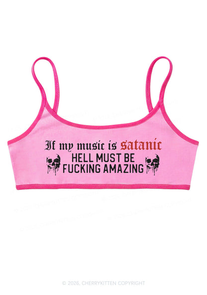 Halloween My Music Is Satanic Y2K Super Crop Cami Cherrykitten