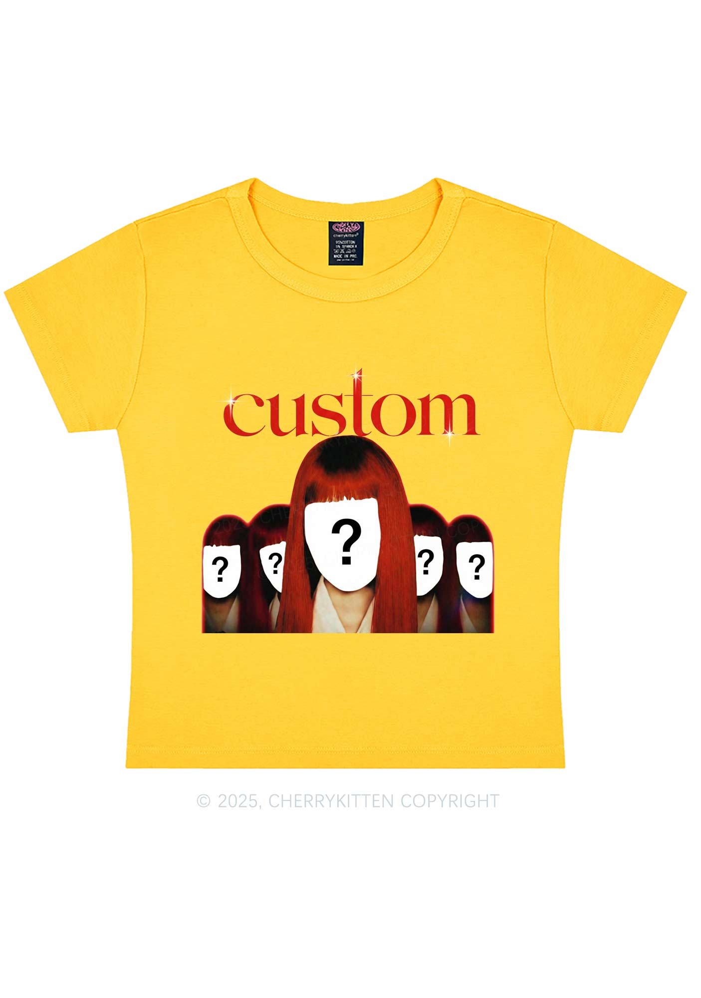 Custom Five Portraits Y2K Baby Tee Cherrykitten