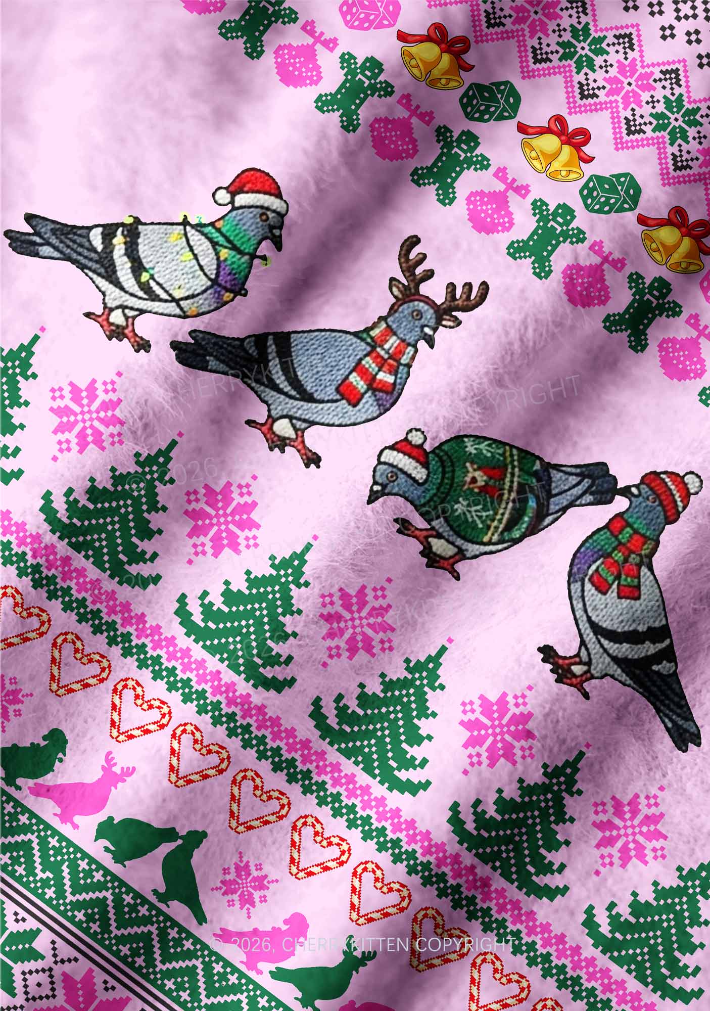 Christmas Pigeon Y2K Pet Knit Sweatshirt Cherrykitten