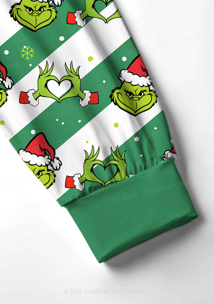 Christmas Whoville Heart Hands Y2K Print Long Sleeve Pajama Set Cherrykitten