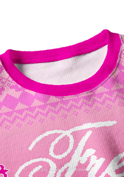 Pink Freak Y2K Christmas Crop Knit Sweatshirt Cherrykitten