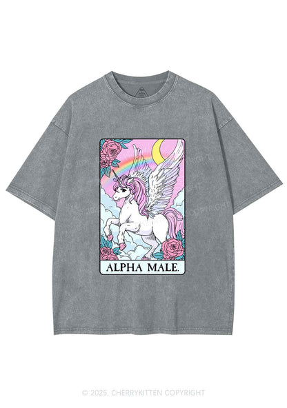 Rose Unicorn Alpha Male Y2K Shirts Washed Tee Cherrykitten