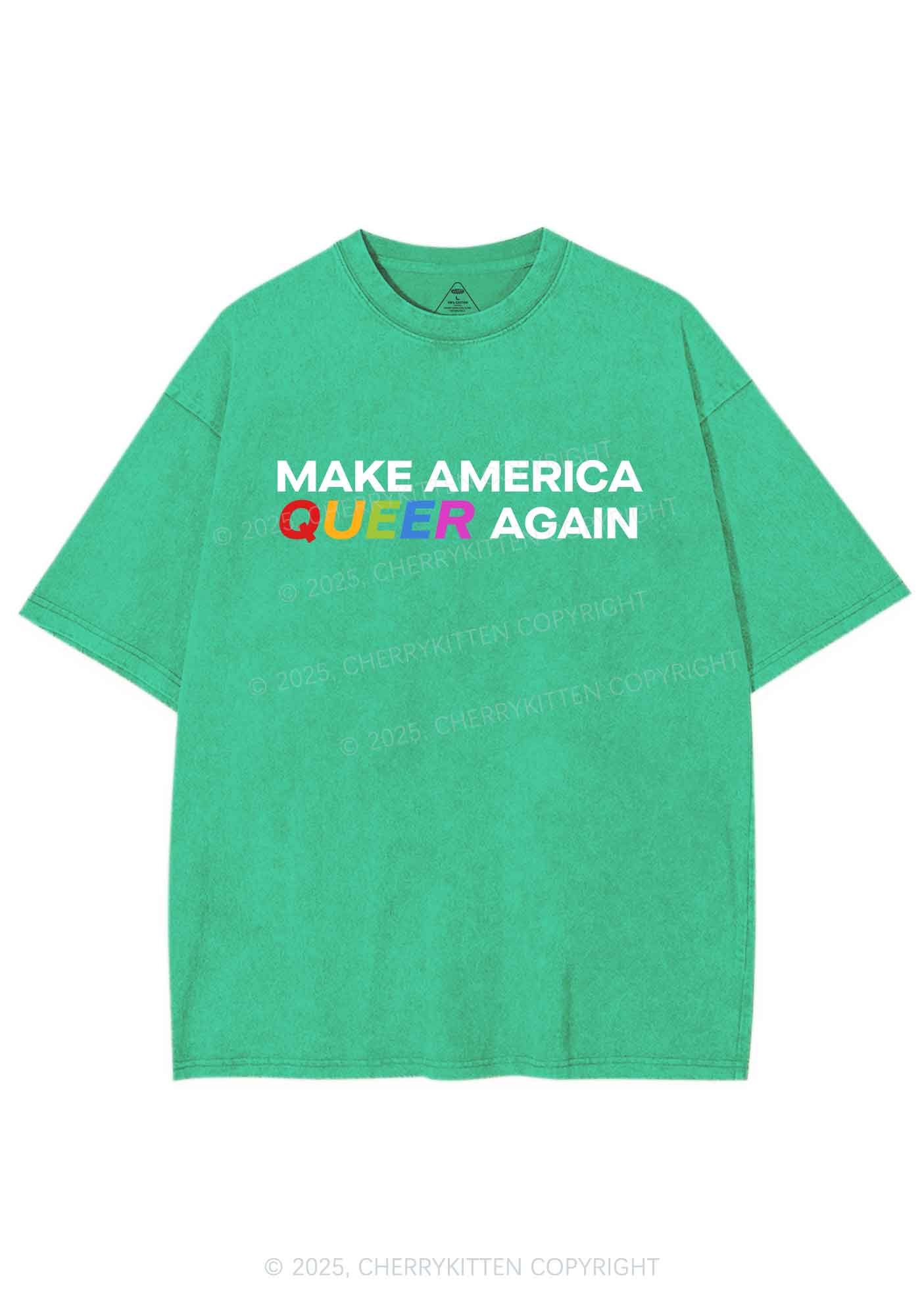 Make America Queer Again Pride Y2K Shirts Washed Tee Cherrykitten