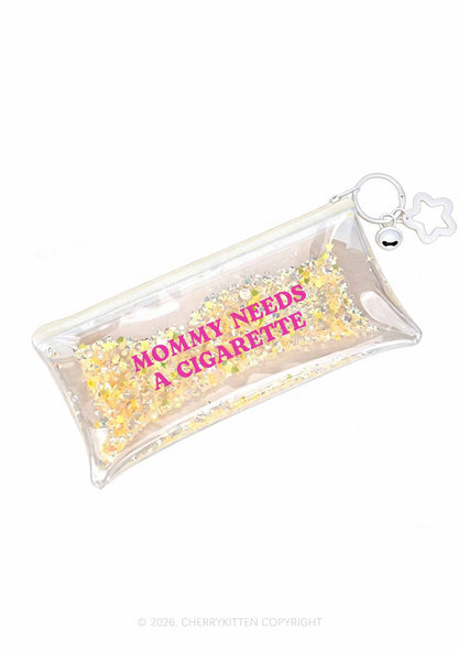 Mommy Needs A Cigarette Y2K Quicksand Transparent Pencil Pouch Cherrykitten