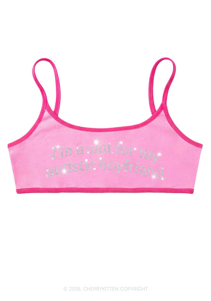 Rhinestone Slxt For My Autistic BF Y2K Super Crop Cami Cherrykitten