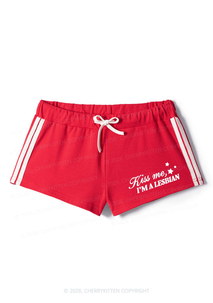 Kiss Me Im A Lesbian Pride Y2K Drawstring Mini Shorts Cherrykitten