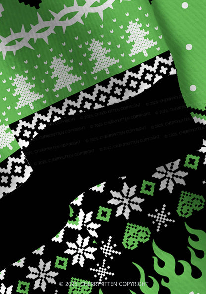 Green Hunter Y2K Christmas Cardigan Knit Sweatshirt Cherrykitten