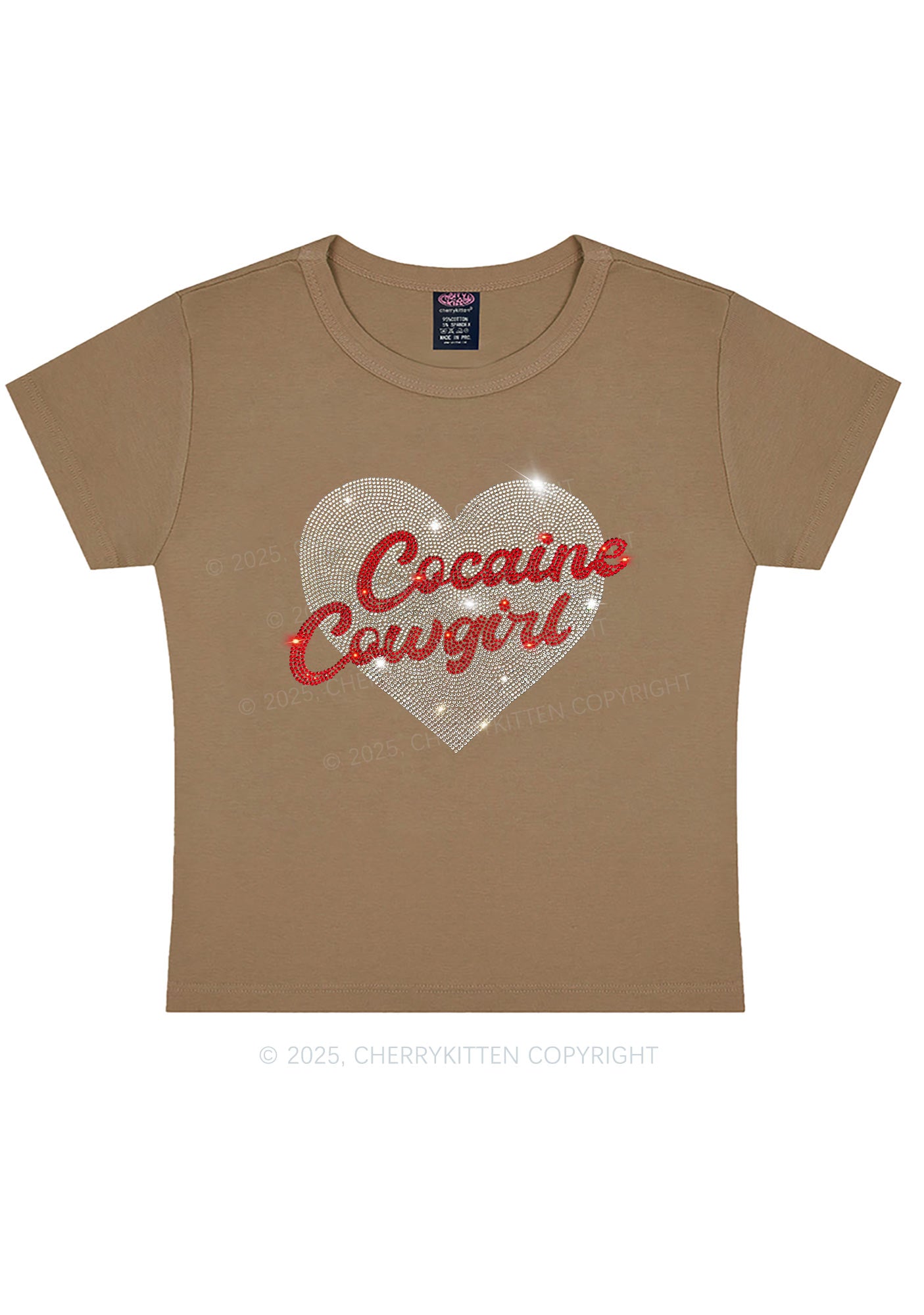 Rhinestone Cola Cowgirl Y2K Baby Tee Cherrykitten