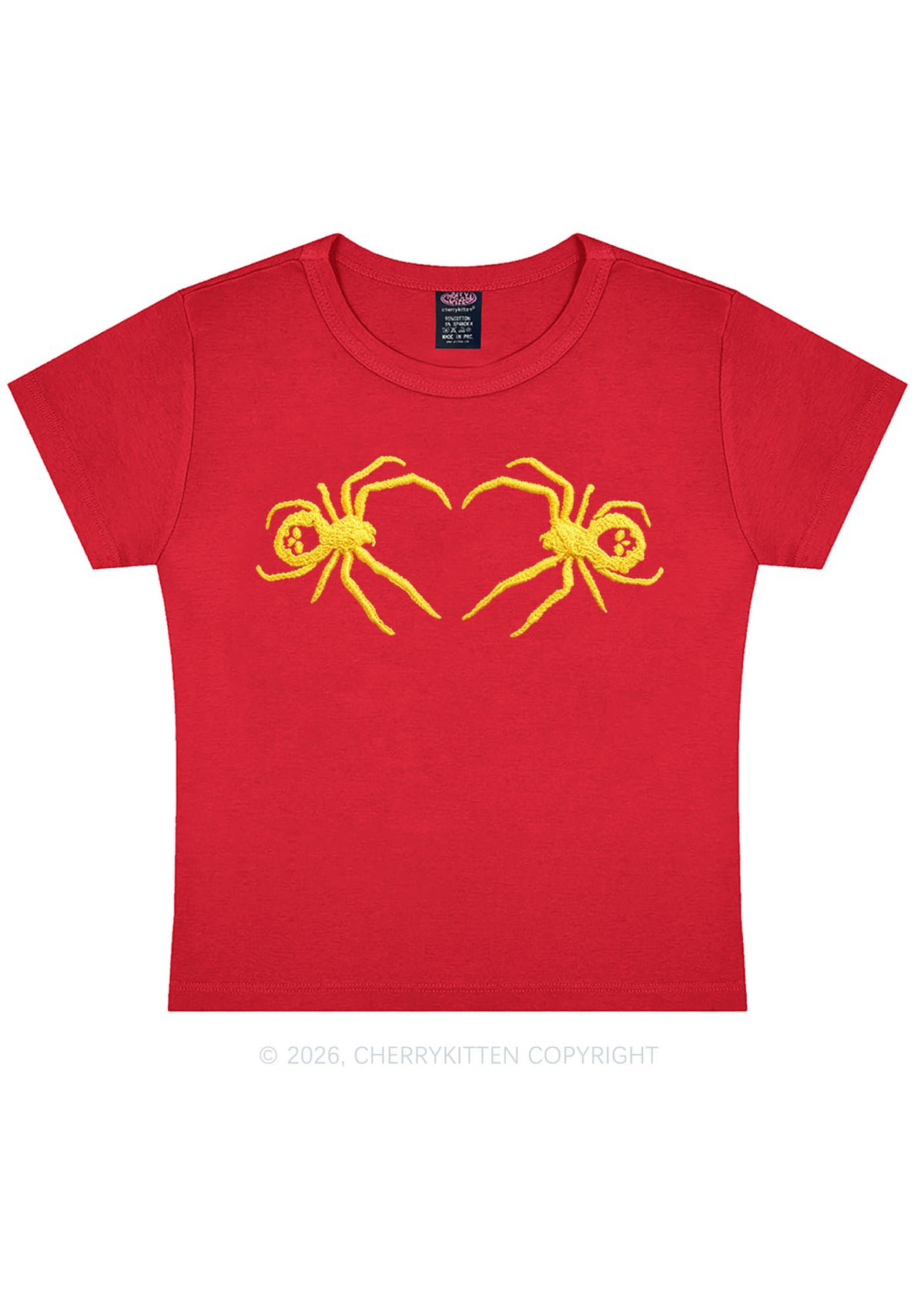 Embroidered Skull Spider Y2K Baby Tee Cherrykitten