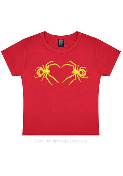 Embroidered Skull Spider Y2K Baby Tee Cherrykitten