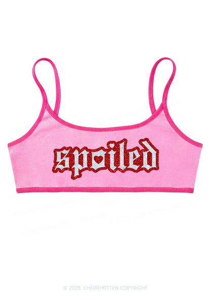 Glitter Stroke Spoiled Y2K Super Crop Cami Cherrykitten