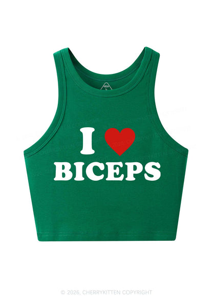I Love Biceps Valentine's Day Y2K Crop Tank Top Cherrykitten