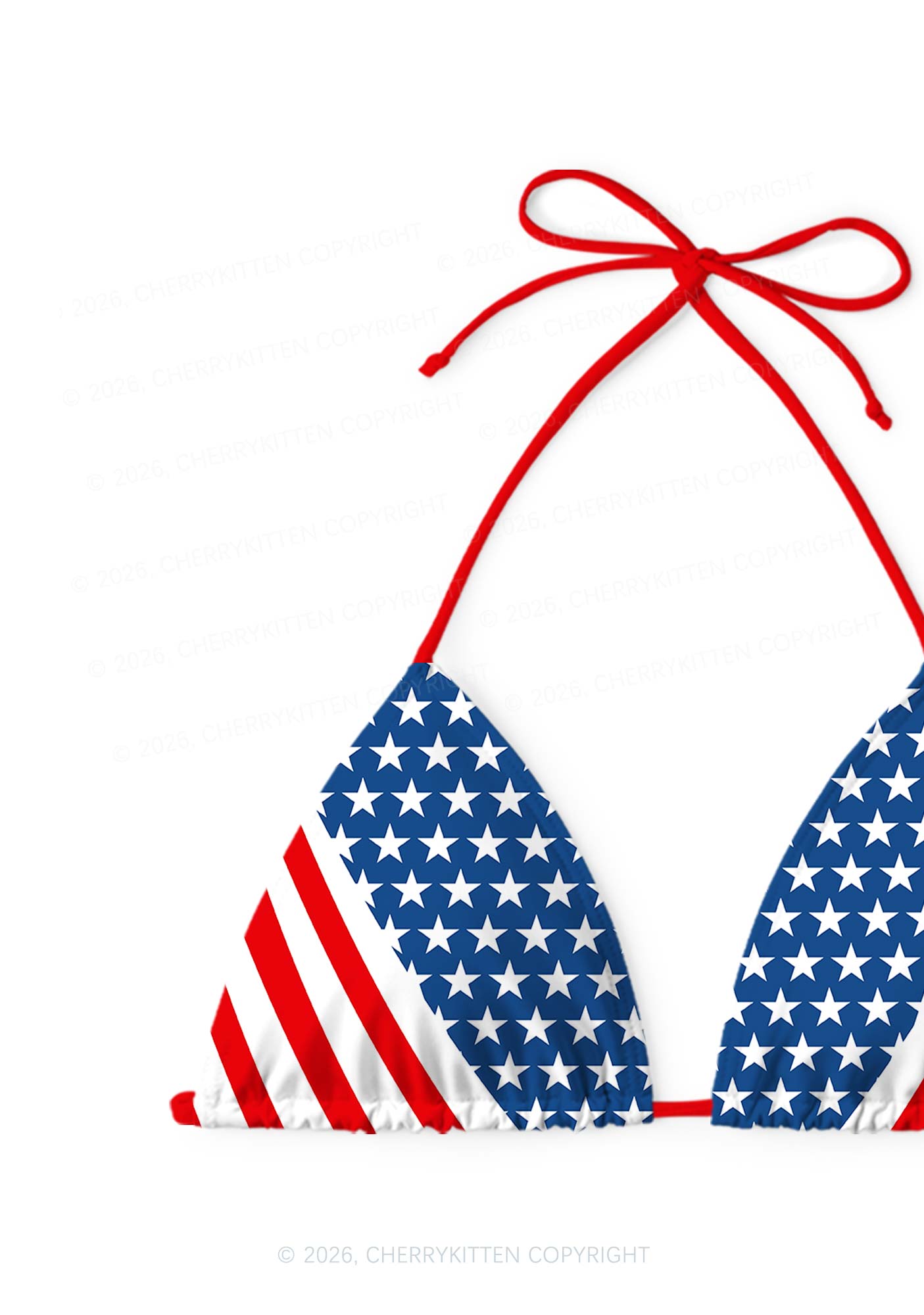Navy Star Red White Stripe Y2K Print Bikini Set Cherrykitten