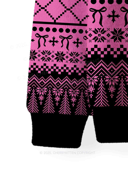 Awake But At What Cost Y2K Christmas Knit Sweatshirt Cherrykitten