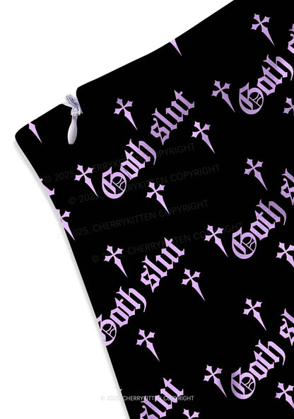 Halloween Pink Goth Slxt Y2K Print Mini Skirt Cherrykitten