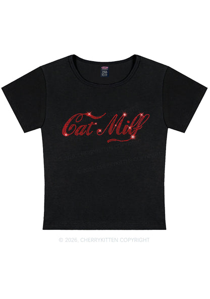 Rhinestone Cat Mxxf Y2K Baby Tee Cherrykitten