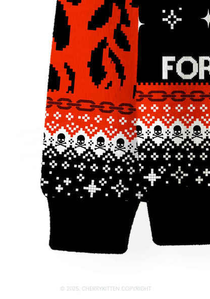 Halloween Satan Loves You Heart Y2K Christmas Cardigan Knit Sweatshirt Cherrykitten