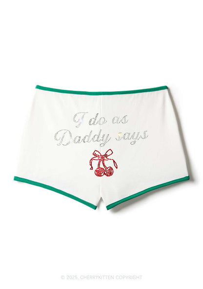 Rhinestone I Do As Daddy Says Y2K Booty Shorts Cherrykitten