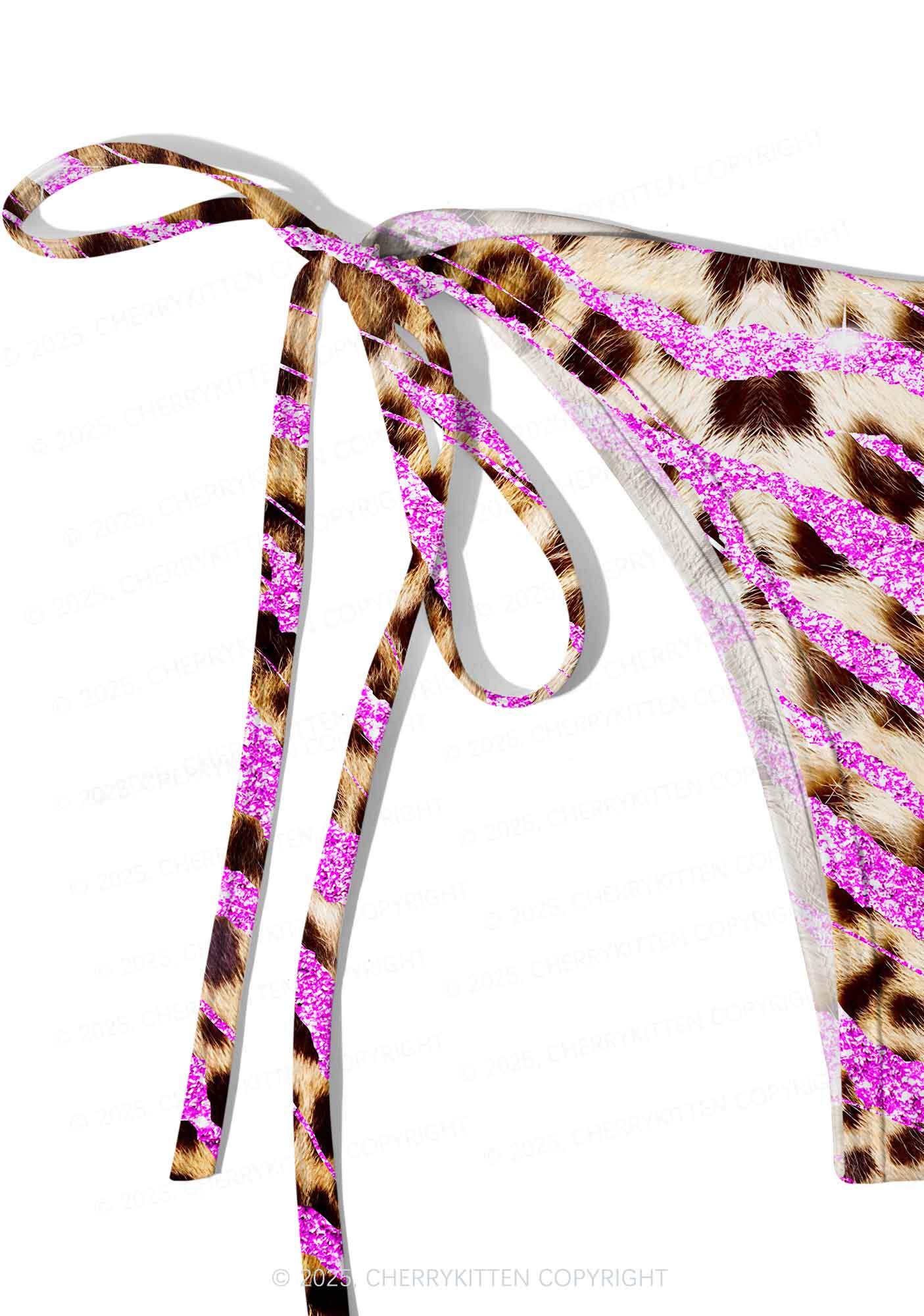 Sparkle Pink Leopard Y2K Print Bikini Set Cherrykitten