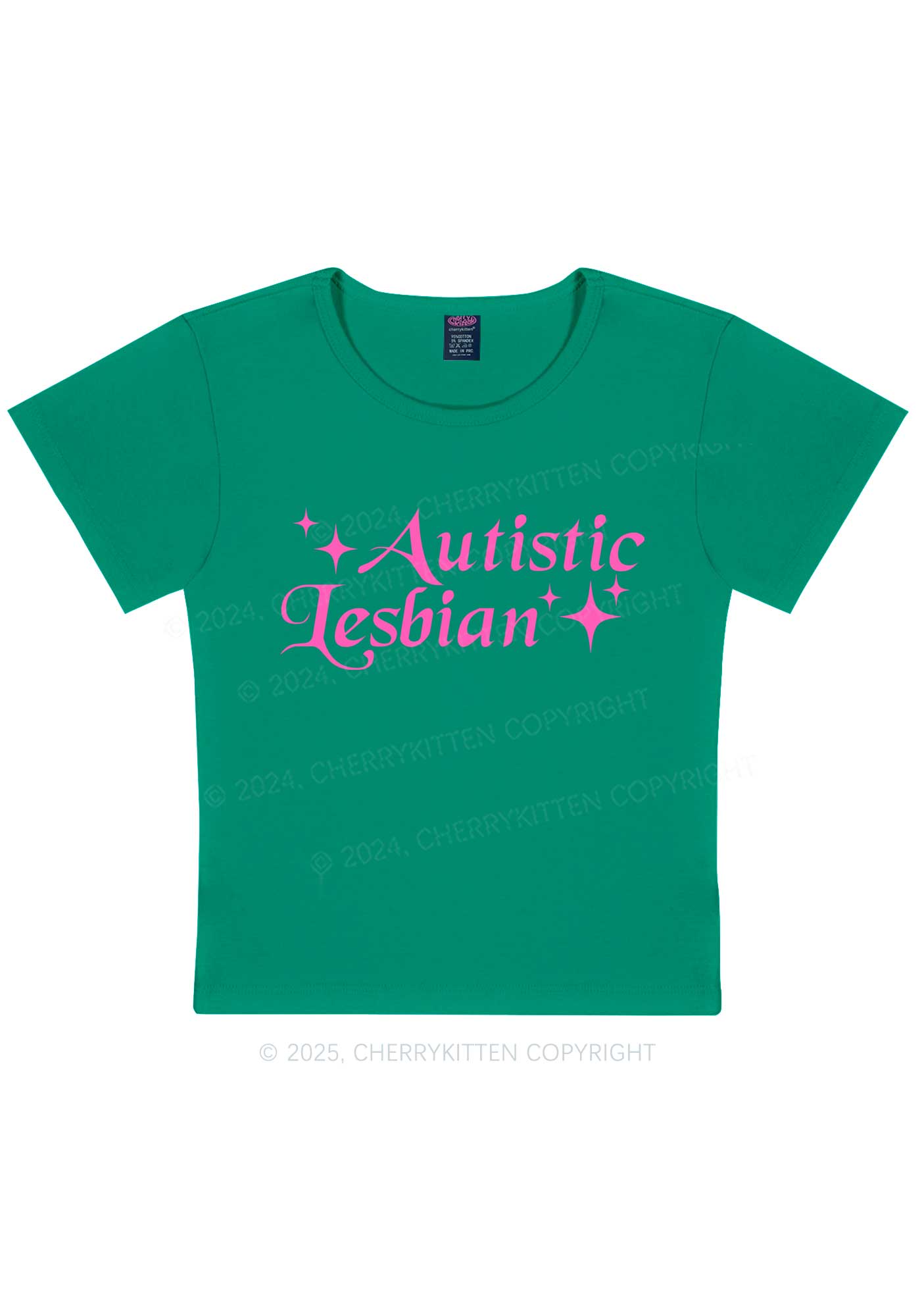 Autistic Lesbian Y2K Baby Tee Cherrykitten