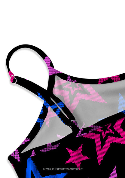 Bisexual Star Pride Y2K Print Cami Crop Top Cherrykitten