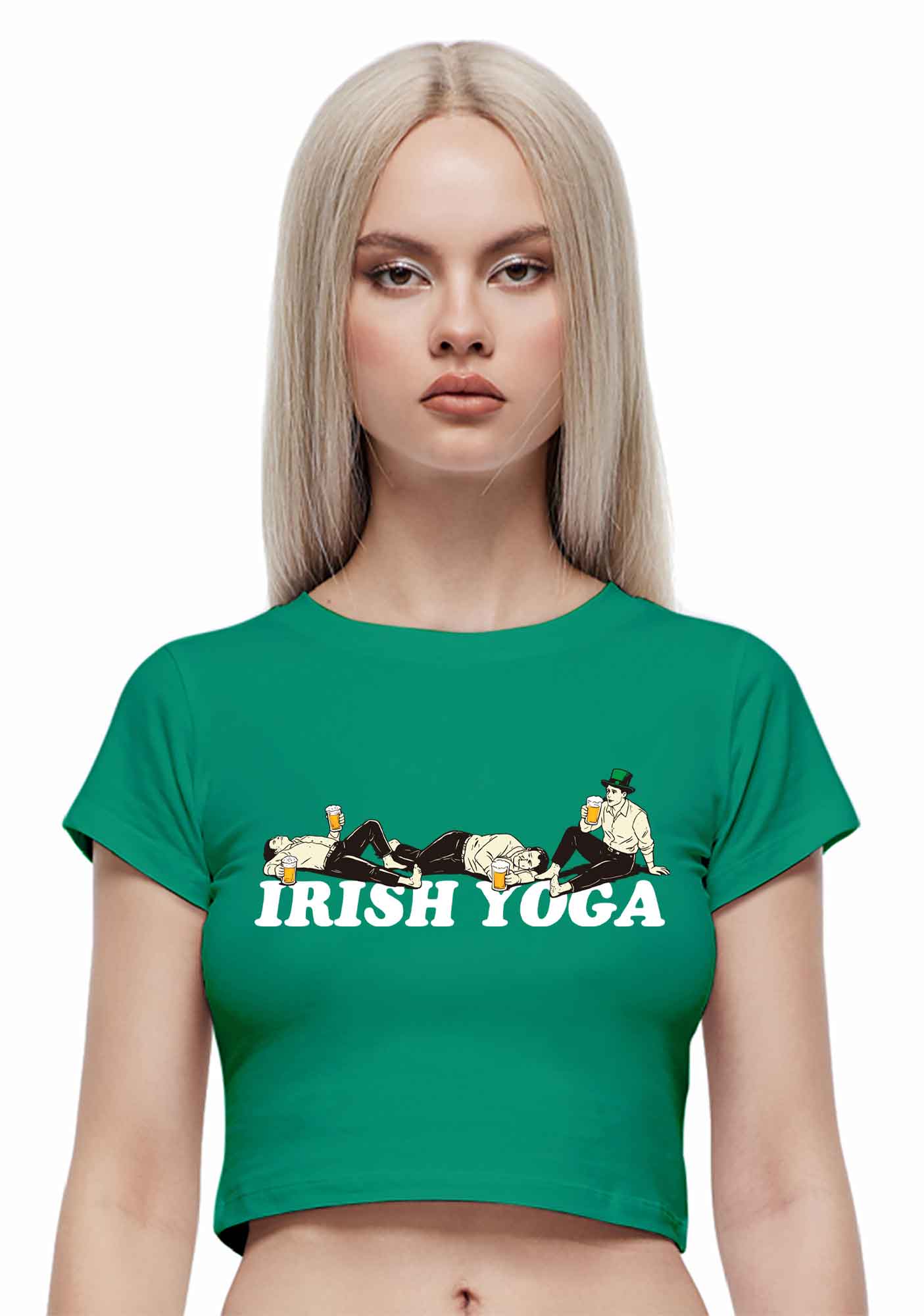 Irish Yoga St Patricks Y2K Baby Tee Cherrykitten