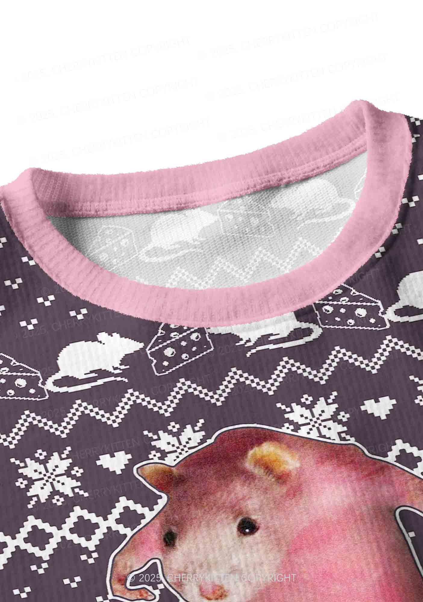 Pink Ratz Y2K Christmas Crop Knit Sweatshirt Cherrykitten