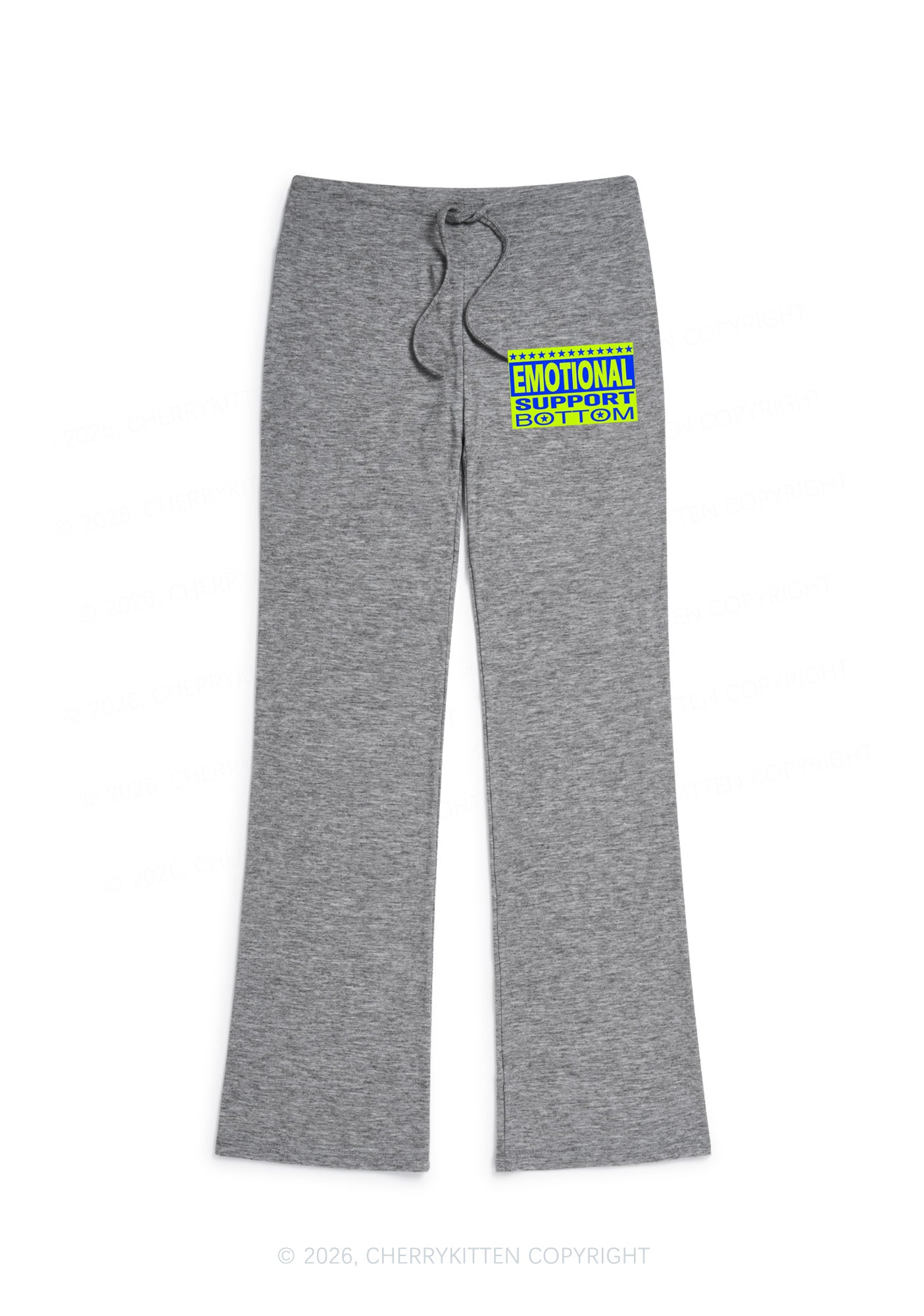 Emotional Support Bottom Pride Y2K Low Rise Drawstring Flare Pants Cherrykitten