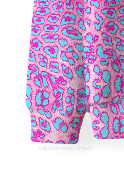 Purple Leopard Y2K Christmas Knit Sweatshirt Cherrykitten