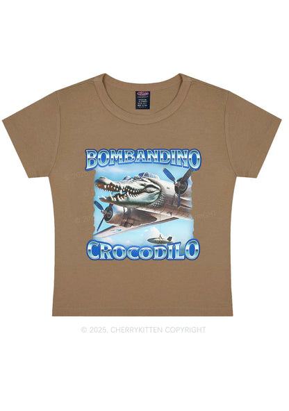 Bombandino Crocodilo Italian Brainrot Shirt Y2K Baby Tee Cherrykitten