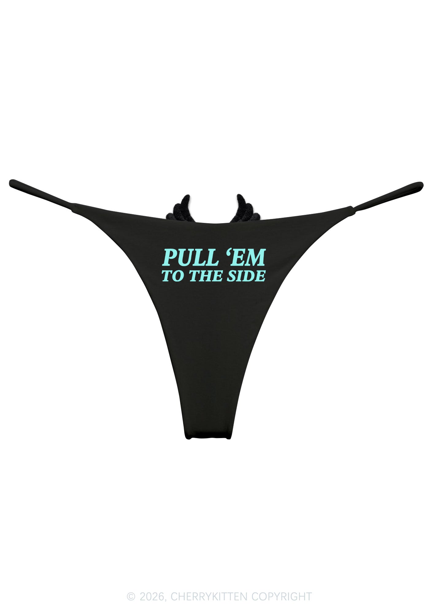 Pull Em To The Side Y2K Bikini String Thong With Black Wings Cherrykitten