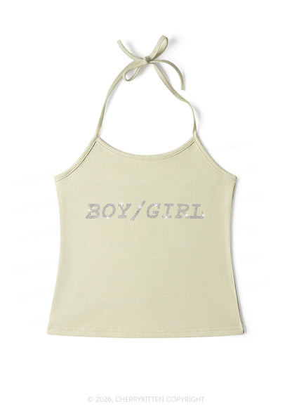 Rhinestone Boy Or Girl Pride Y2K Halter Neck Cami Cherrykitten