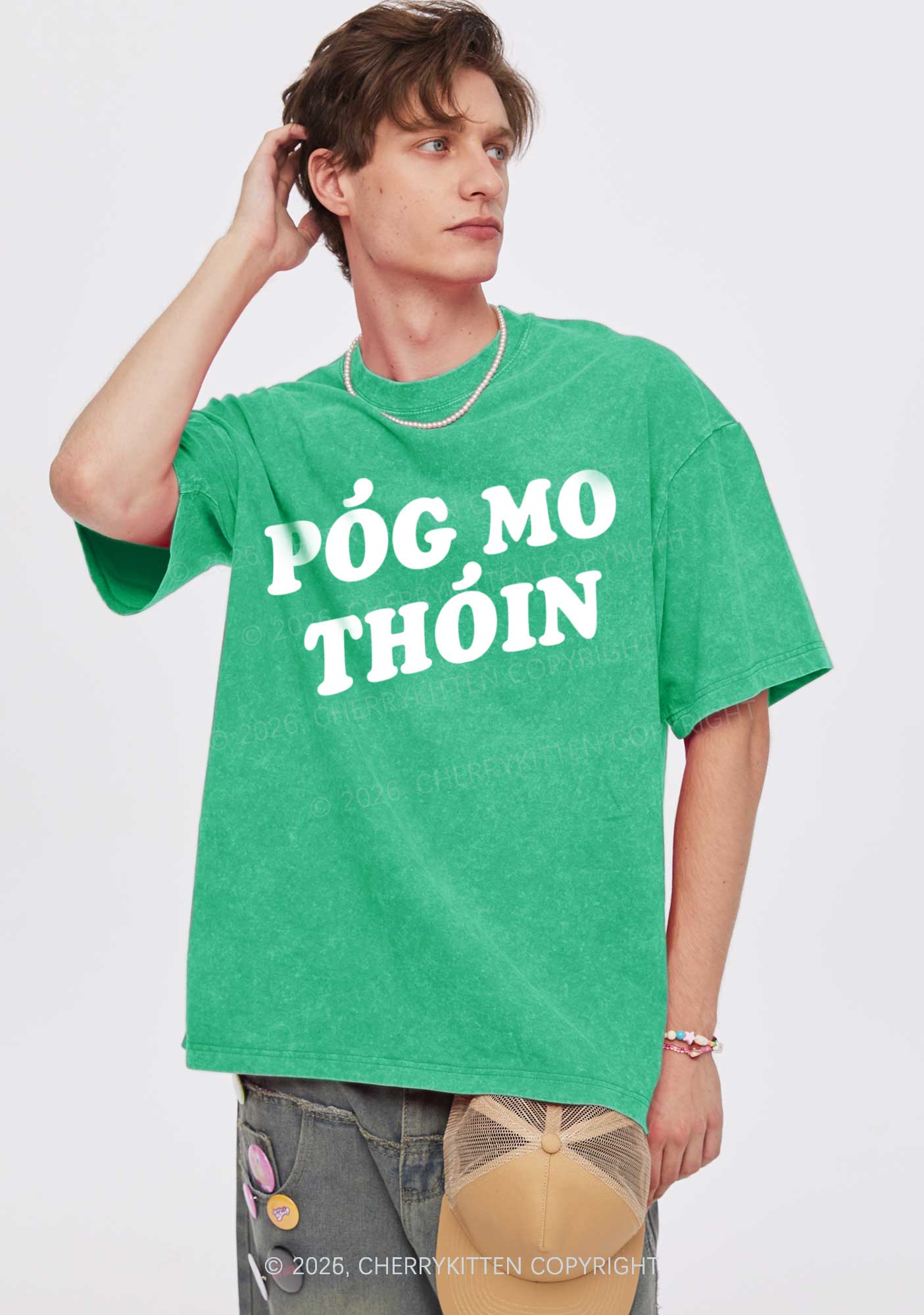 Pog Mo Thoin St Patricks Y2K Shirts Washed Tee Cherrykitten