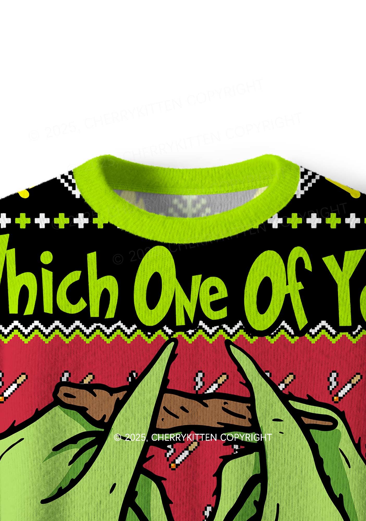 Stole My Lighter Y2K Christmas Knit Sweatshirt Cherrykitten