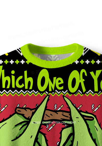 Stole My Lighter Y2K Christmas Knit Sweatshirt Cherrykitten