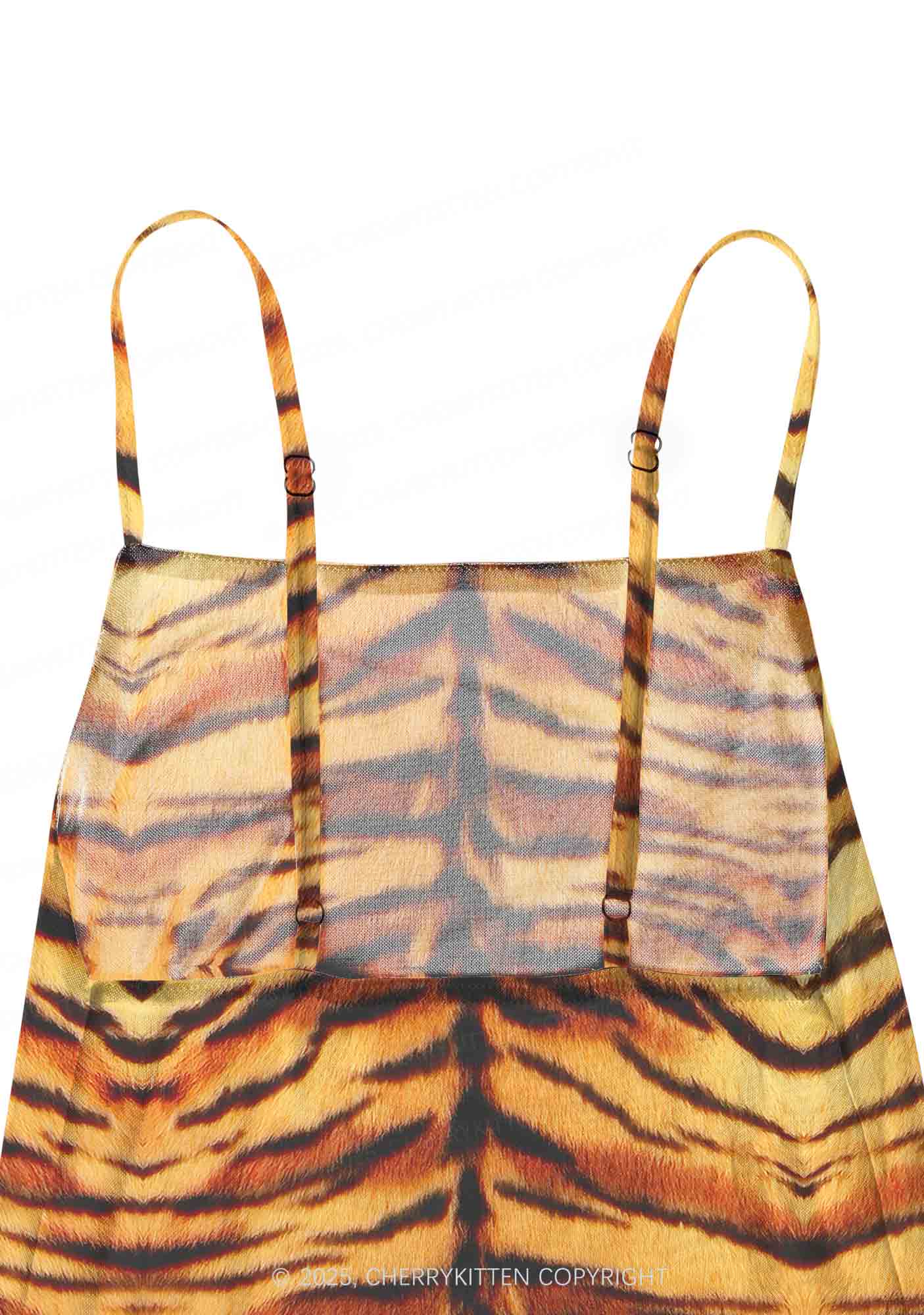 Wild Tiger Texture Y2K Mesh Slip Dress Cherrykitten